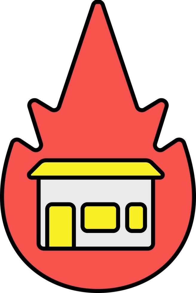 vistoso hogar fuego icono en plano estilo. vector