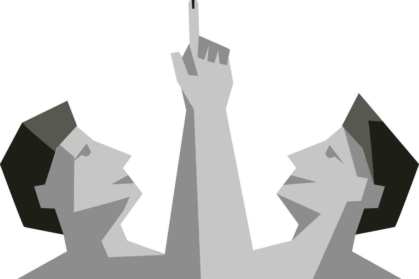 Vector Illustration Of Cartoon Men Interlocking Hand Showing Voting Finger.