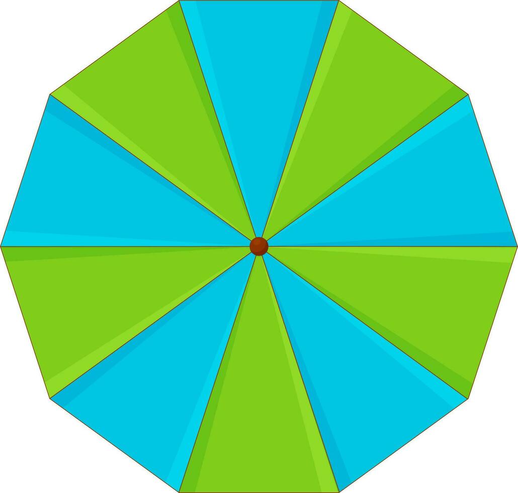 Top View Of Umbrella Green And Blue Element. vector