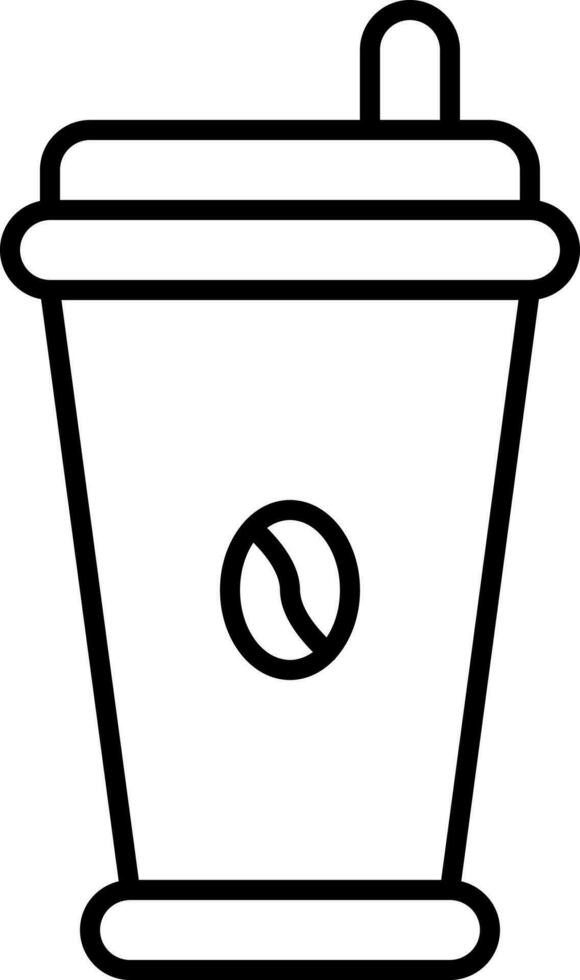 Disposable Coffee Cup Icon In Black Line Art. vector