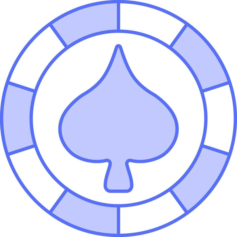 Spade Casino Chip Icon In Blue And White Color. vector