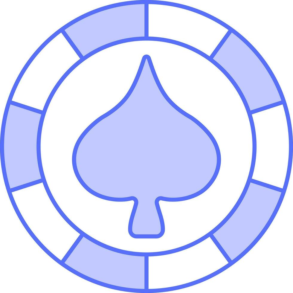 pala casino chip icono en azul y blanco color. vector