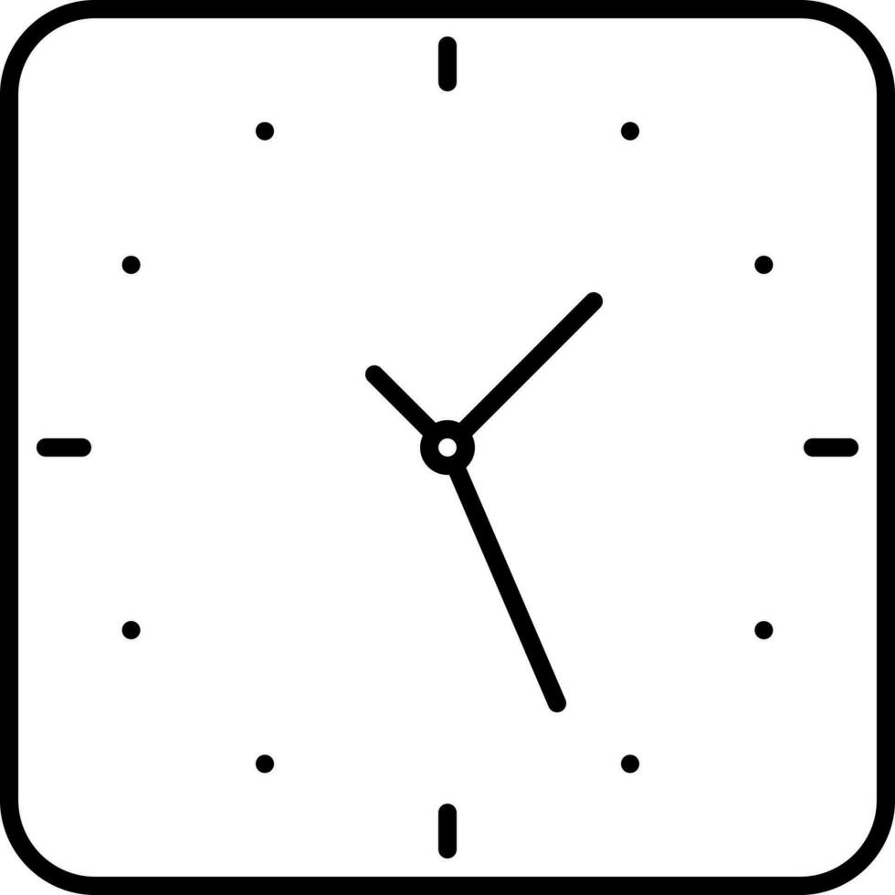 Sqaure Clock Icon In Black Outline. vector