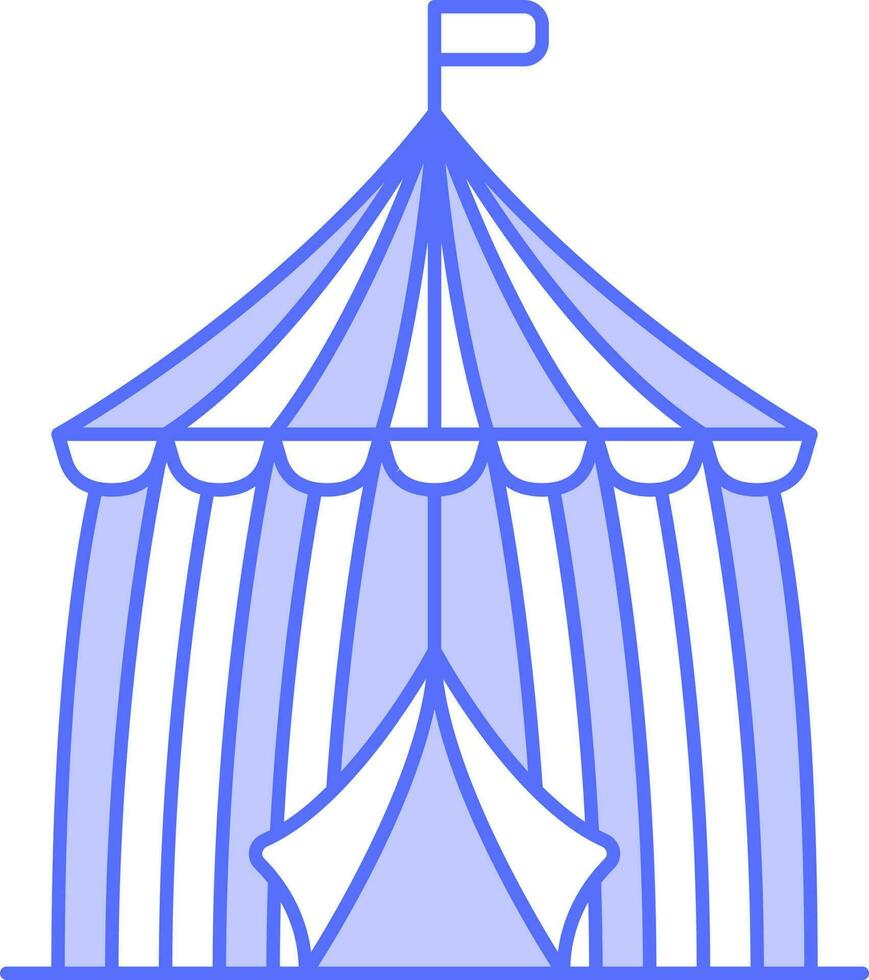 Circus Tent Icon In Blue And White Color. vector