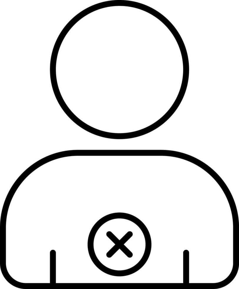 Isolated Cancel User Icon In Black Outline. vector