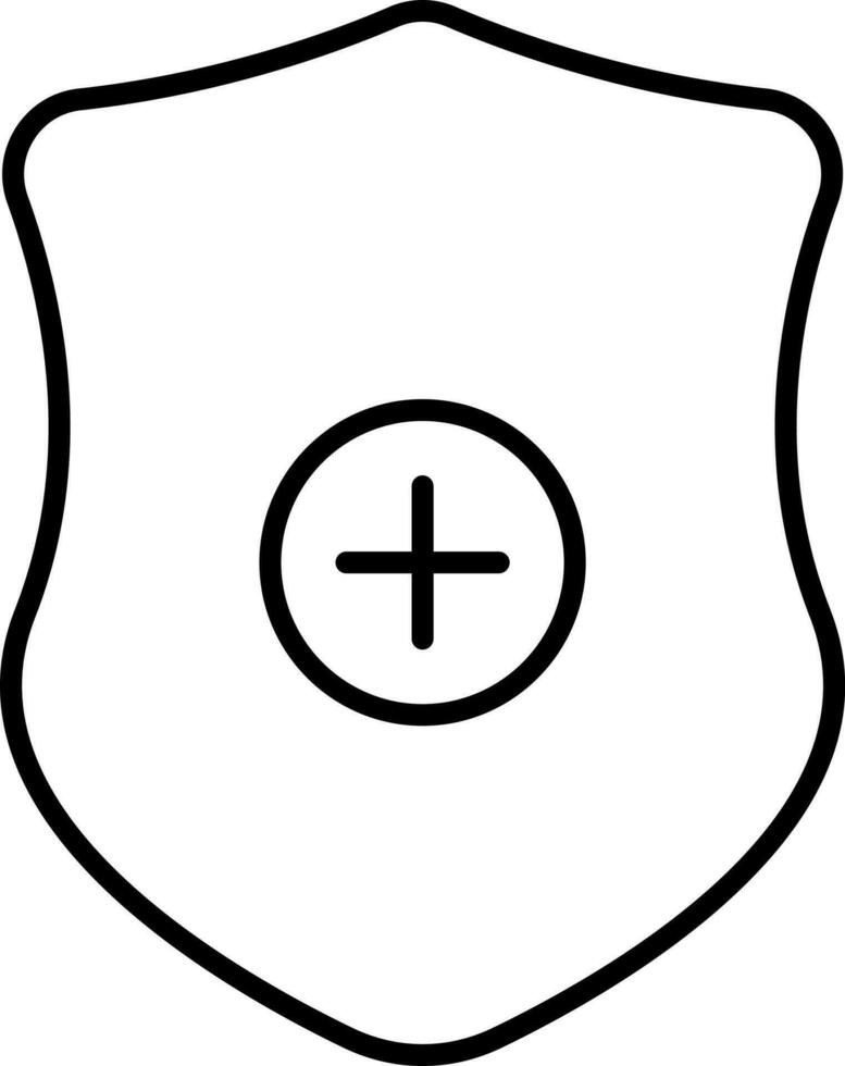 Medical Security Icon In Black Line Art. vector