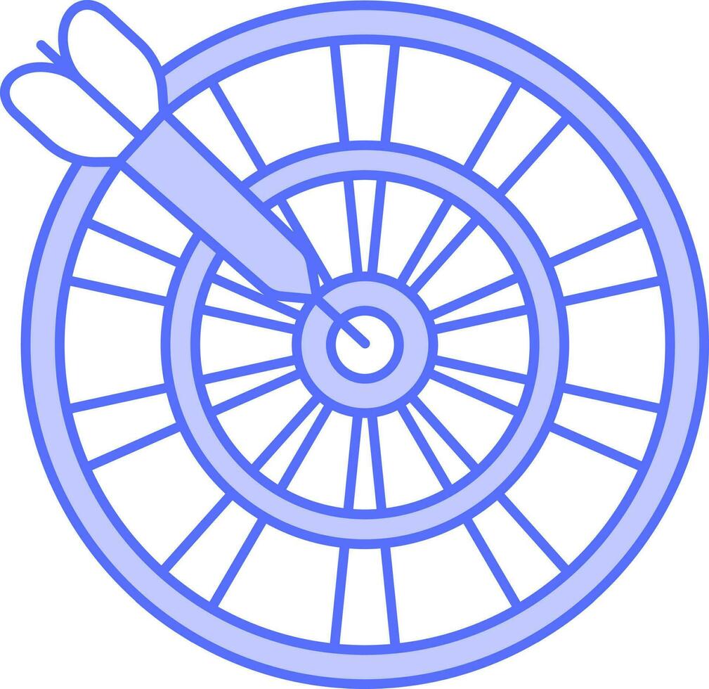 Dart Hit Center Board Icon In Blue And White Color. vector