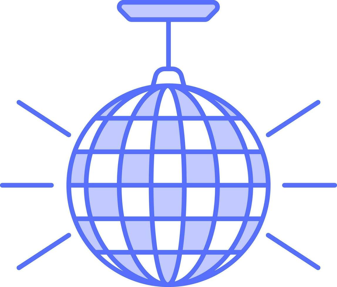 Disco Light Ball Icon In Blue And White Color. vector