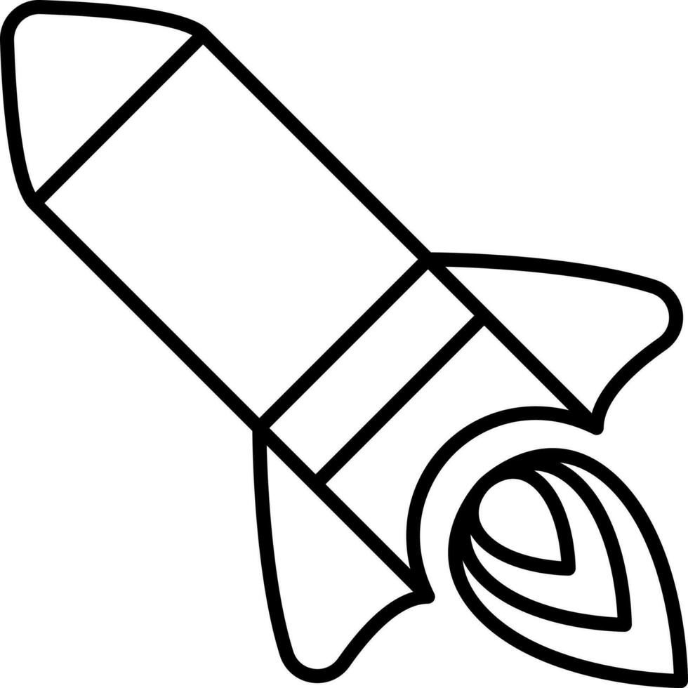 Illustration Of Rocket Icon In Black Line Art. vector