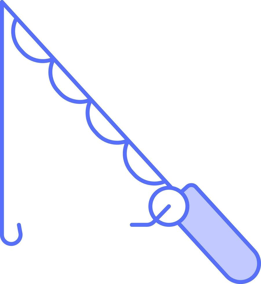 Fishing Rod Icon In Blue And White Color. vector