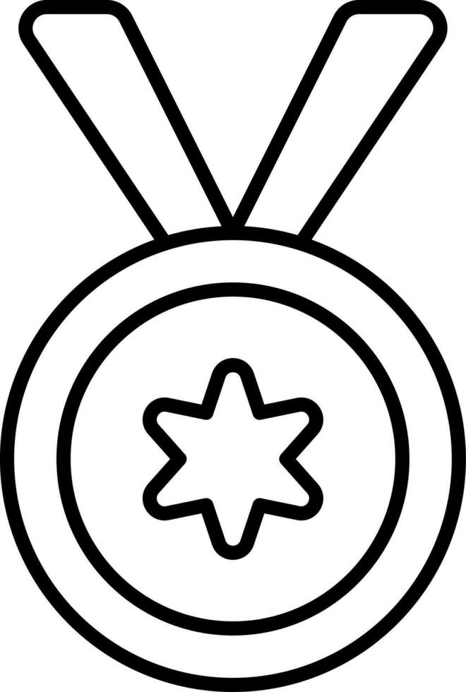 Illustration Of Star Medal Icon In Black Outline. vector