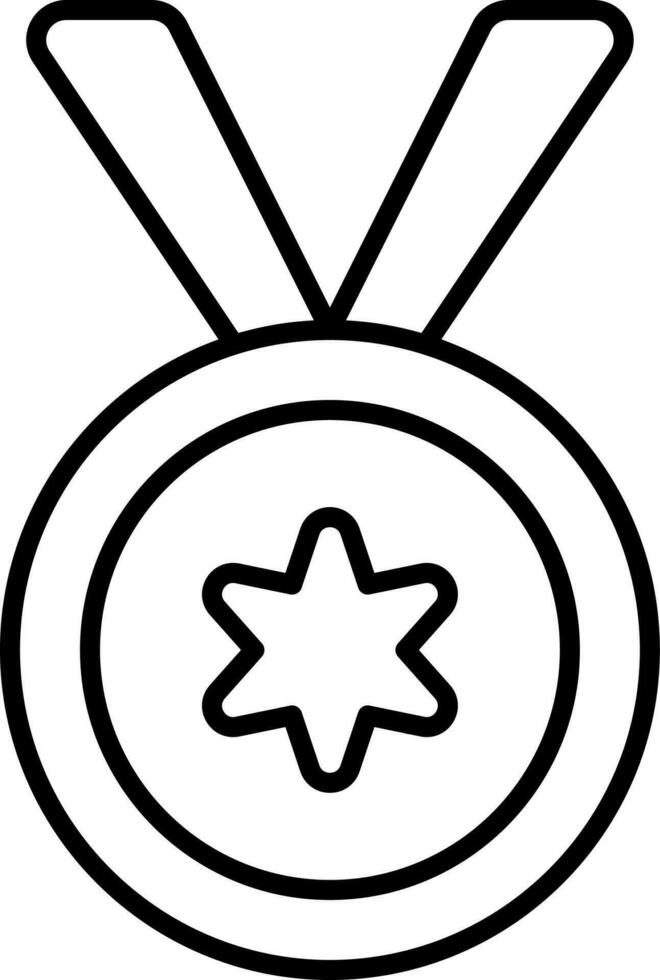 Illustration Of Star Medal Icon In Black Outline. vector