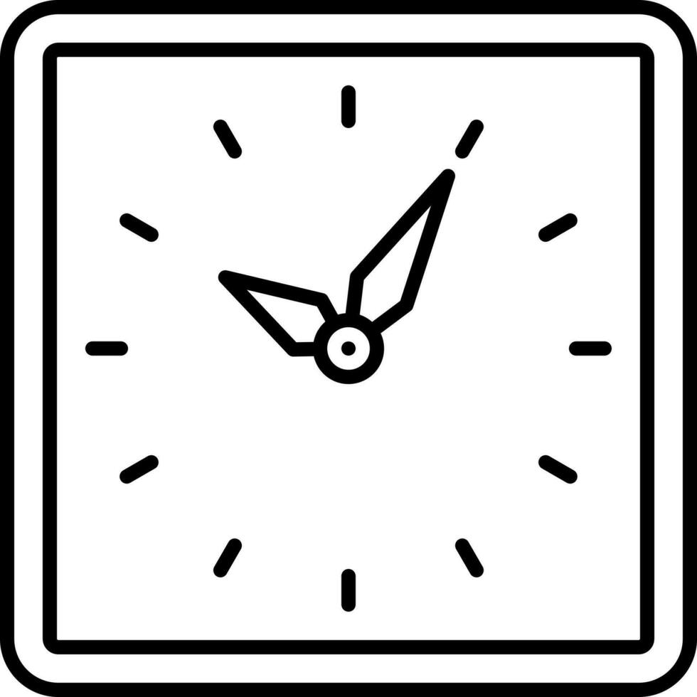 Flat Style Clock Icon In Black Outline. vector