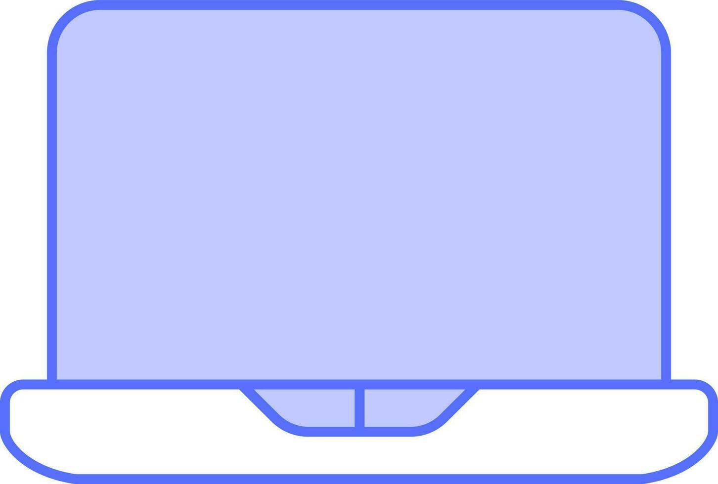 Flat Style Laptop Icon In Blue And White Color. vector