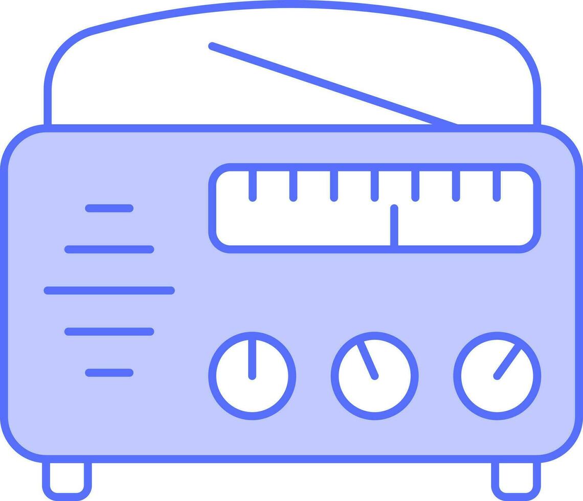 Flat Style Radio Icon In Blue And White Color. vector