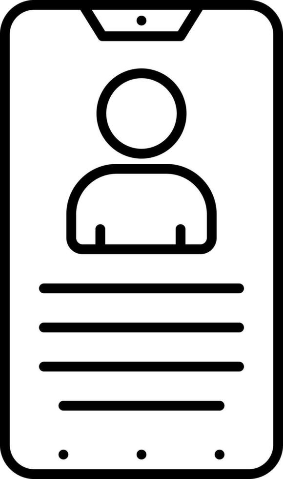Linear Style User Profile In Smartphone Icon. vector