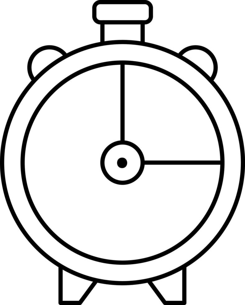 Isolated Alaram Clock Icon In Black Line Art. vector