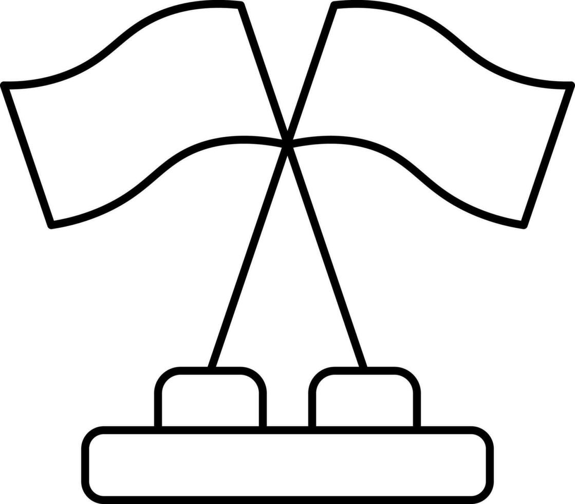 Cross Flag Pedestal Icon In Line Art. vector