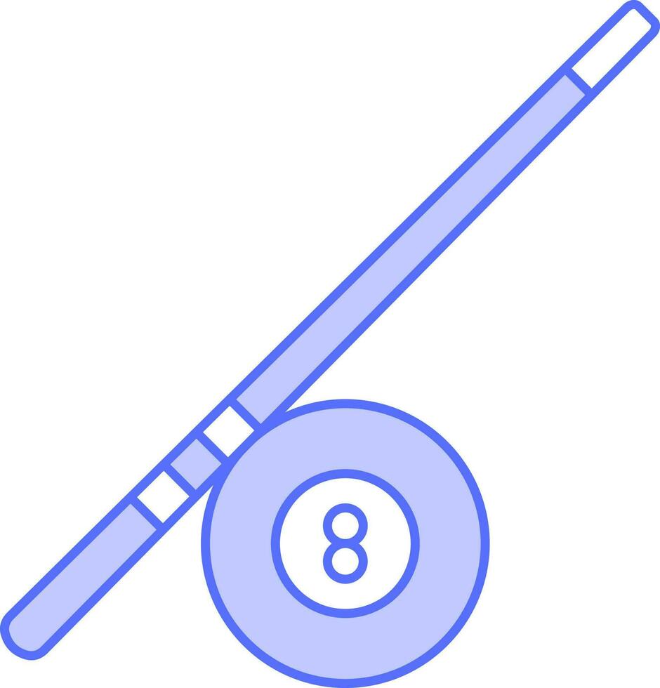 Billiard Cue And Ball Icon In Blue And White Color. vector