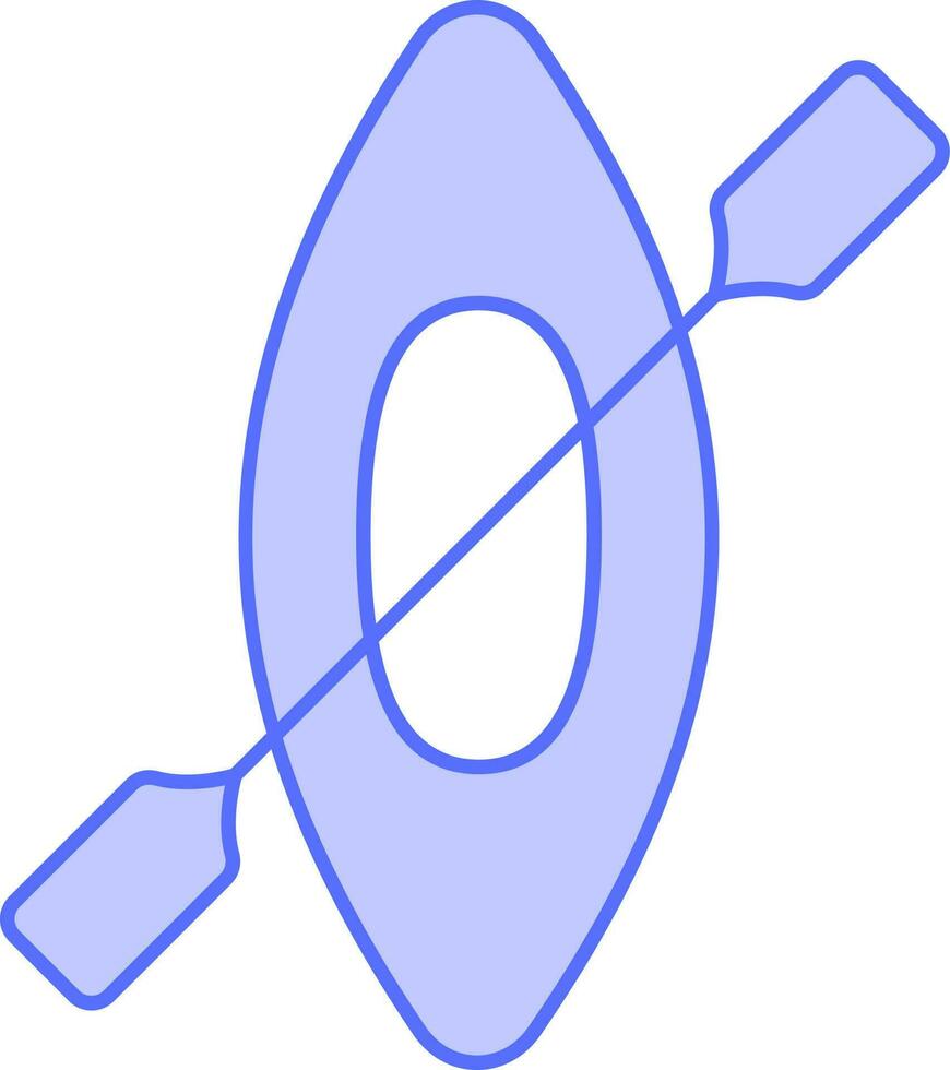 Kayak And Paddle Icon In Blue And White Color. vector