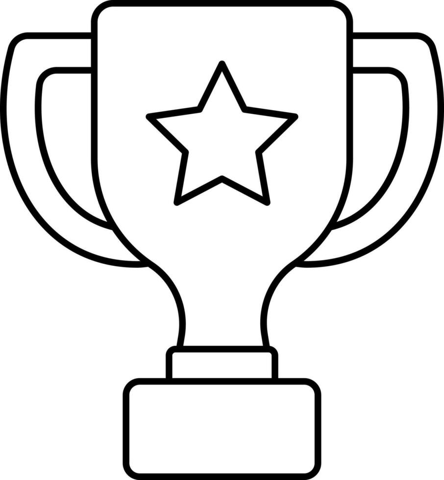 Star Trophy Cup Icon In Black Line Art. vector