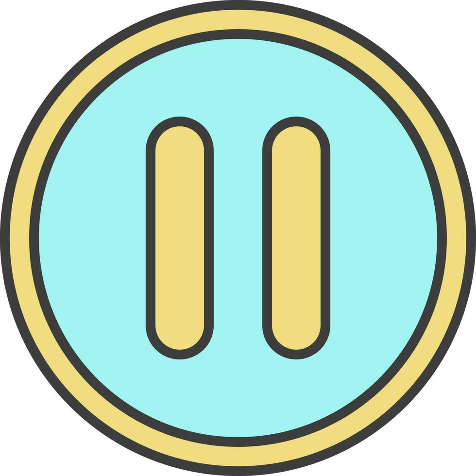 Paused Buttton Icon In Turquoise And Yellow Color. vector