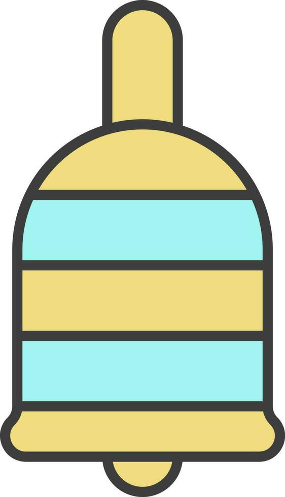 Yellow And Turquoise Bell Icon In Flat Style. vector