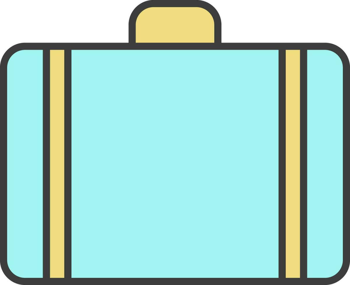 Isolated Briefcase Icon In Turquoise And Yellow Color. vector