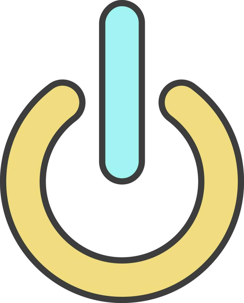 Power Button Icon In Yellow And Turquoise Color. vector