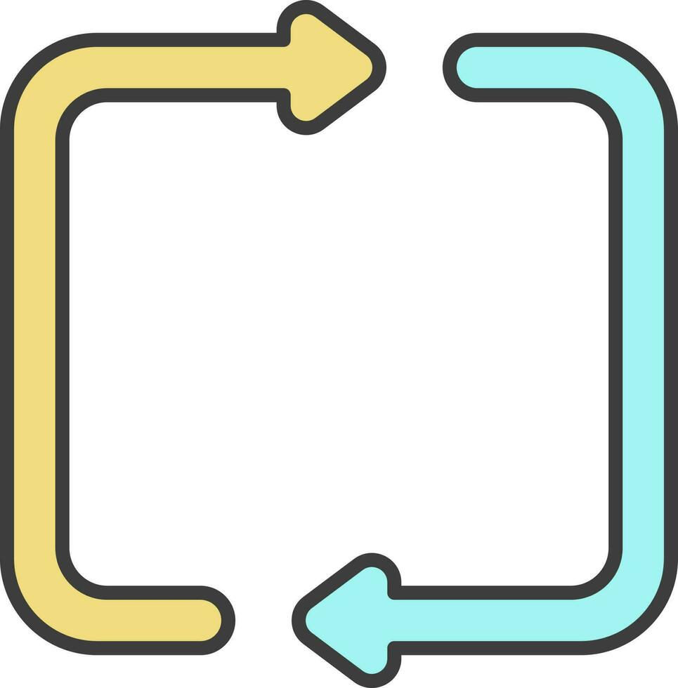 Repeat Icon Or Symbol In Turquoise And Yellow Color. vector