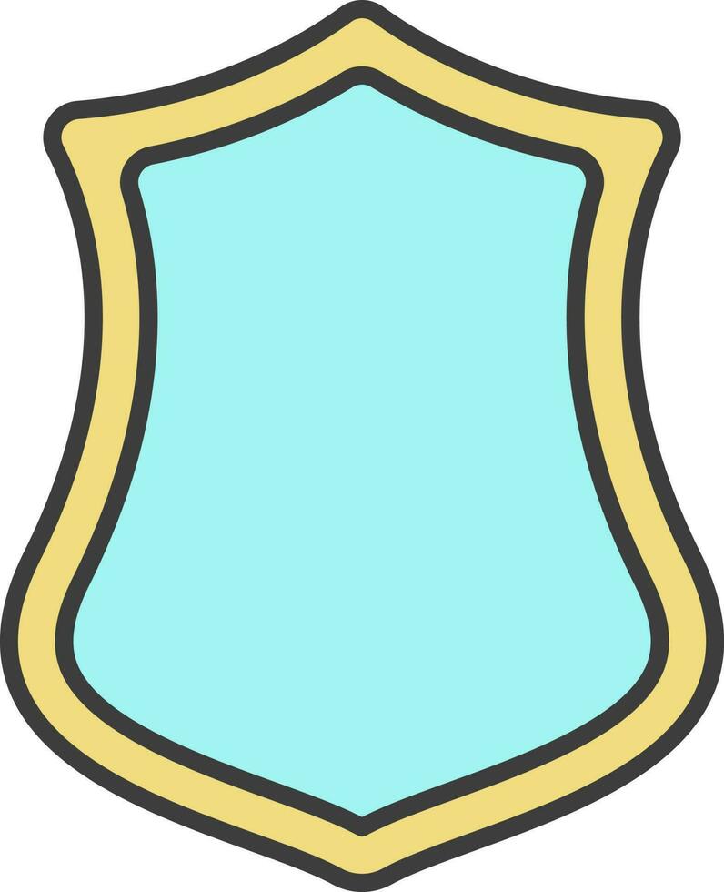 Isolated Shield Icon In Turquoise And Yellow Color. vector