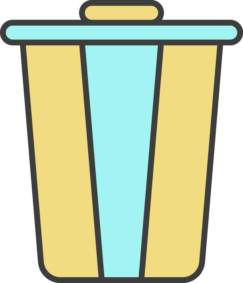 Trash Bin Icon In Turquoise And Yellow Color. vector
