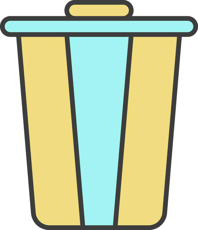 Trash Bin Icon In Turquoise And Yellow Color. vector