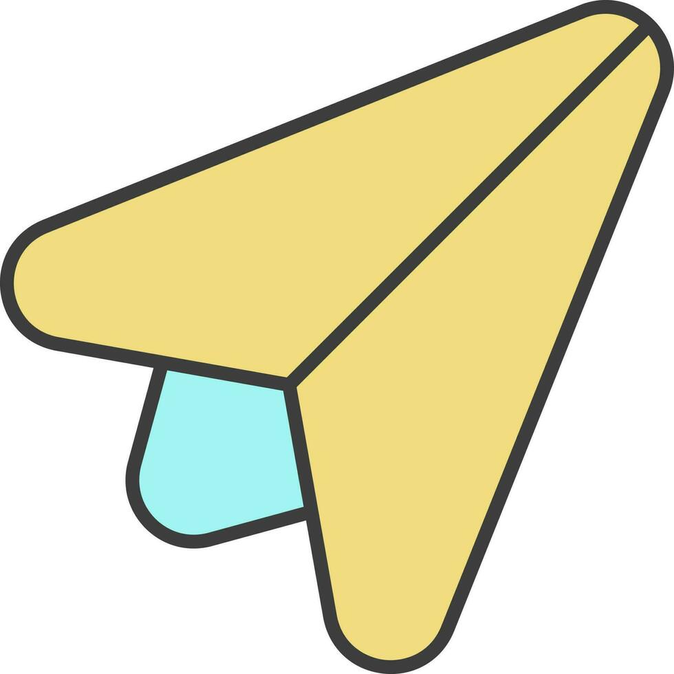 Paper Plane Icon In Yellow And Turquoise Color. vector