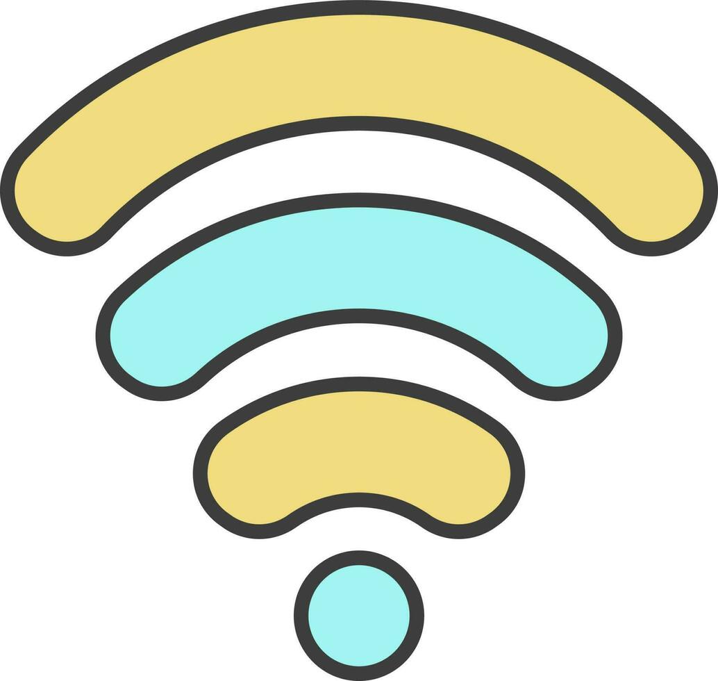 Wifi Icon Or Symbol In Yellow And Turquoise Color. vector