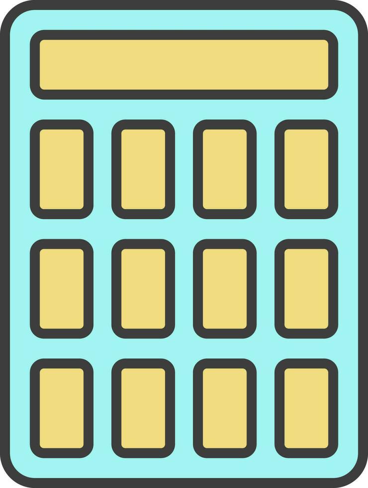 Isolated Calculator Icon In Turquoise And Yellow Color. vector