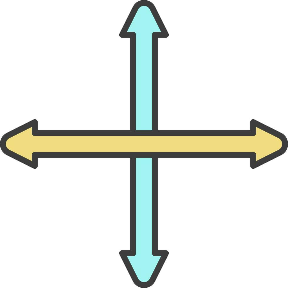 Move Arrow Icon In Turquoise And Yellow Color. vector