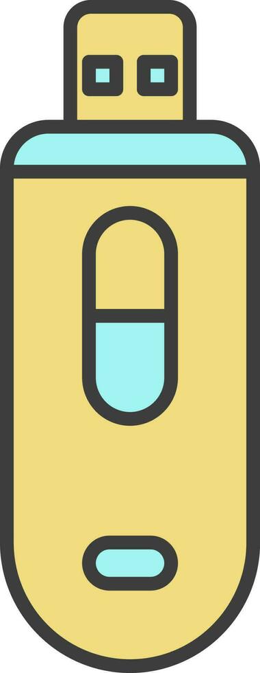 Sliding Flash Drive Icon In Yellow And Turquoise Color. vector