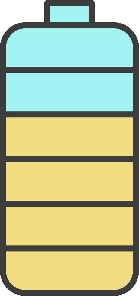Flat Style Battery Icon In Turquoise And Yellow Color. vector