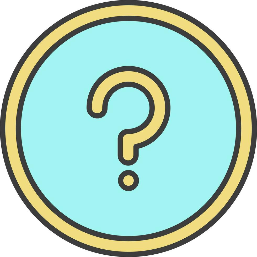 Question Circle Icon Turquoise And Yellow Color. vector