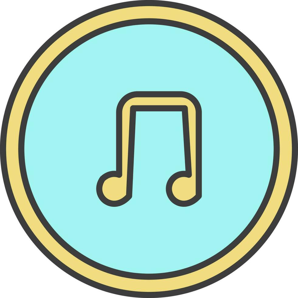 aislado música botón icono en turquesa y amarillo color. vector