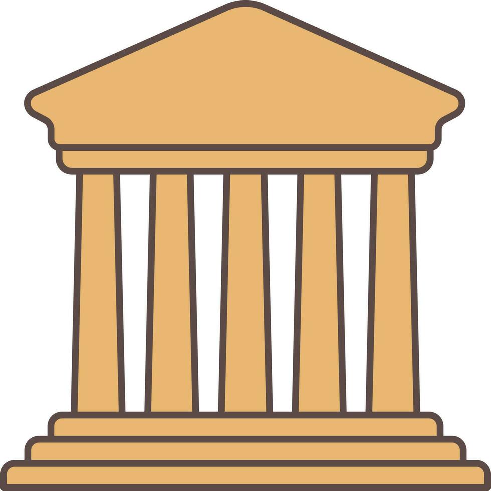 Ochre Illustratiob Acropolis Flat Icon. vector