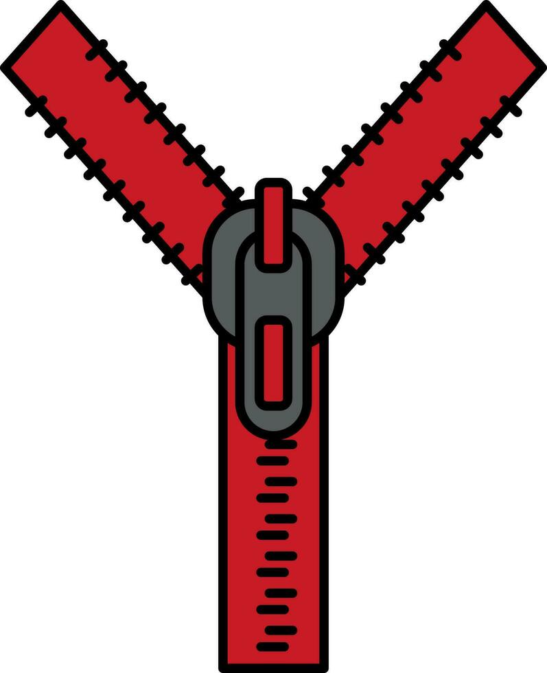 Isolated Zipper Icon In Red And Gray Color. vector