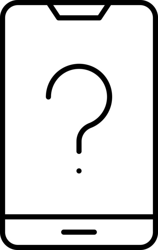 Linear Style Question Mark In Smartphone Icon. vector