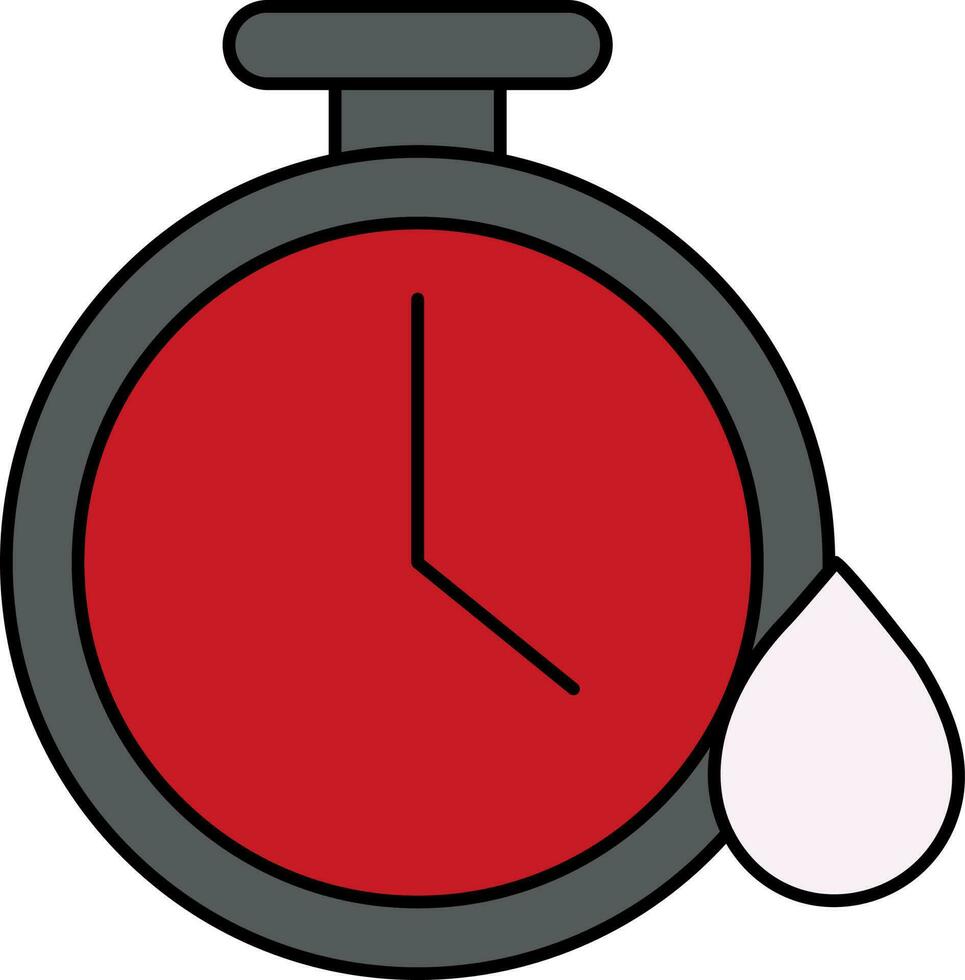 Drop With Stop Clock Icon In Red And Gray Color. vector