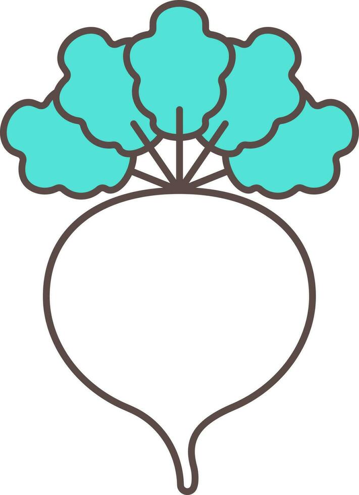 Isolated Turnip Icon In Turquoise And White Color. vector