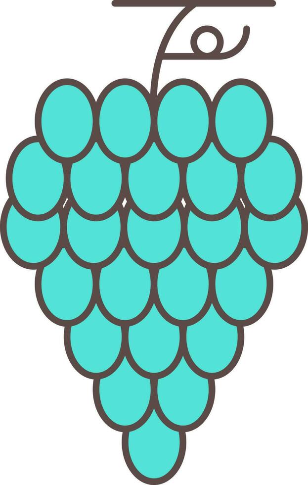 Turqoise Illustration Of Grapes Flat Icon. vector