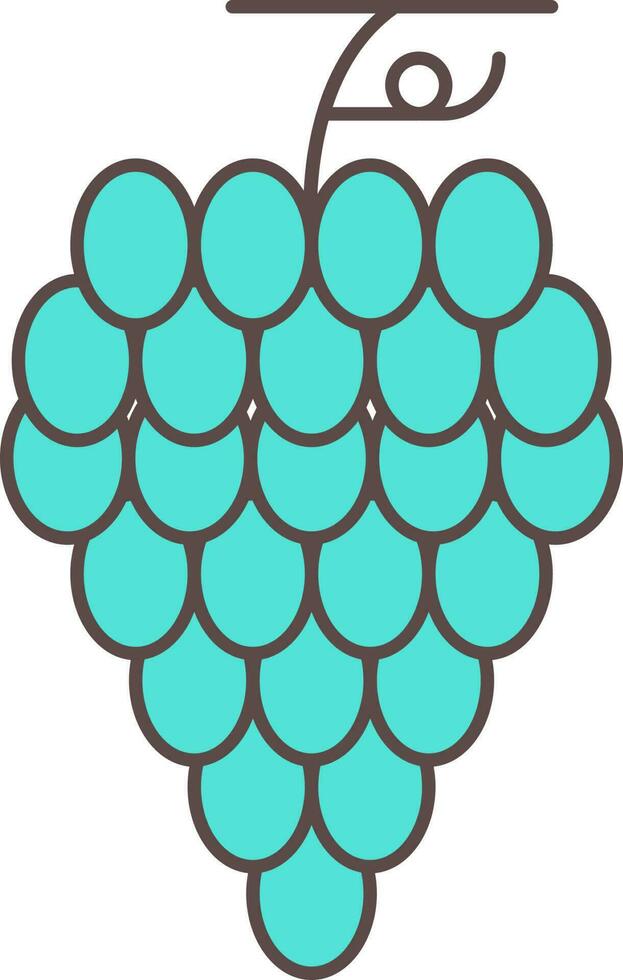 turquesa ilustración de uvas plano icono. vector