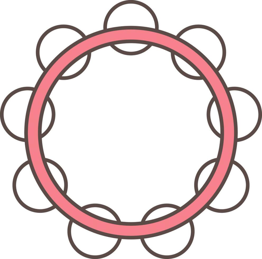 Red Timbrel Icon In Flat Style. vector