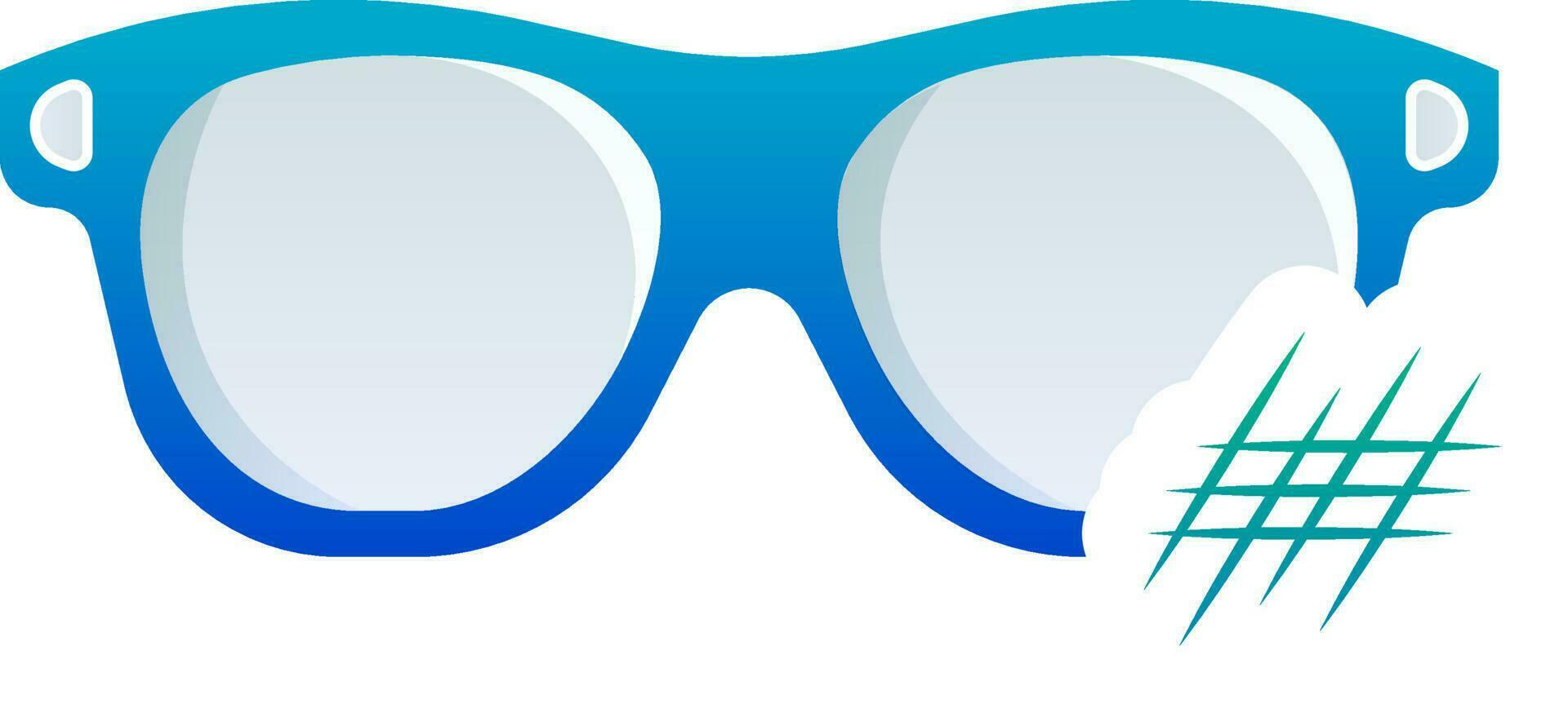 Flat Style Anti Scratch Glasses Icon In Blue Color. vector